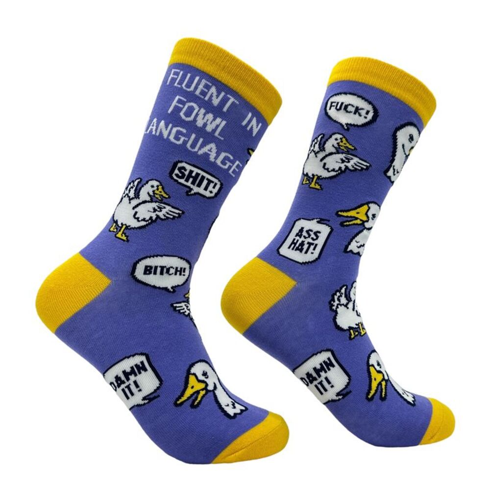 Women's Fluent In Fowl Language Socks Funny Sarcastic Curse Word Novelty